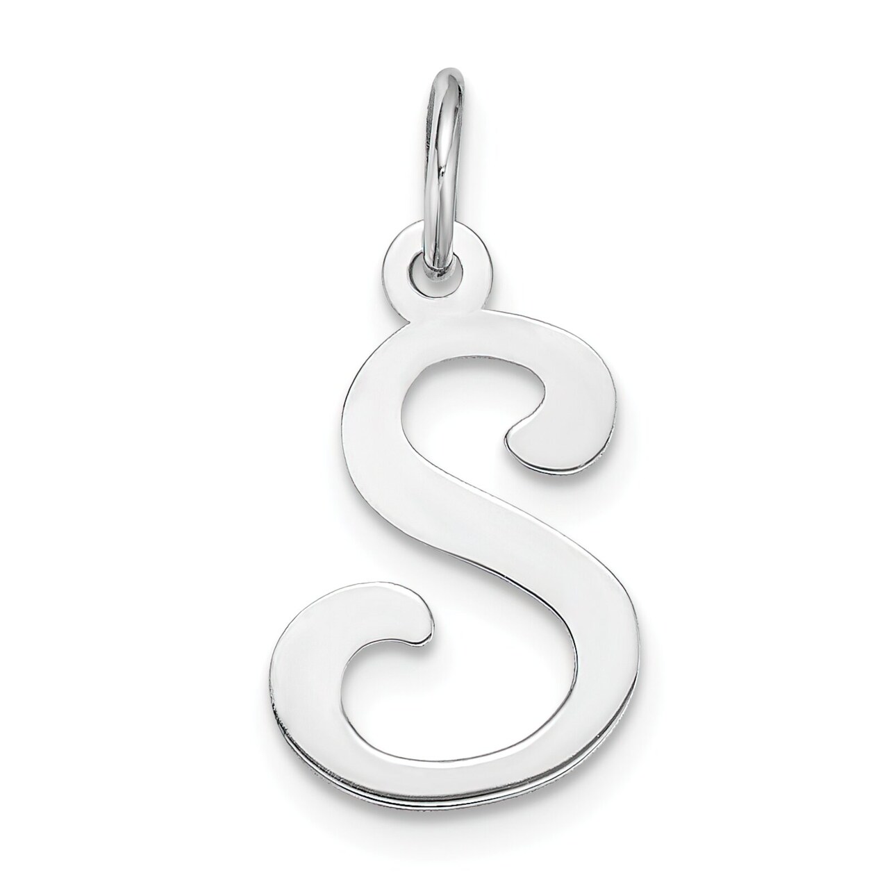 14K White Gold Polished Fancy Initial Letter S Charm Jewerly 20mm x 11mm